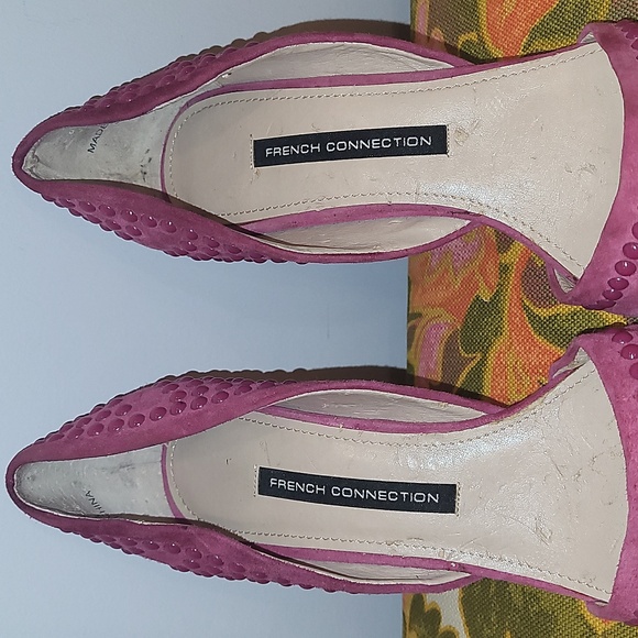French Connection Pink Suede Studded 4 inch Heels - Picture 5 of 9